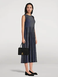 Pleated Knit Midi Dress