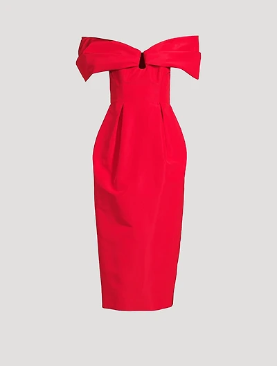 Off-The-Shoulder Silk Faille Midi Dress
