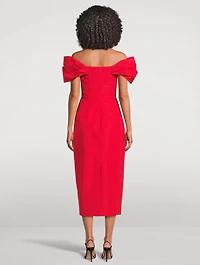 Off-The-Shoulder Silk Faille Midi Dress