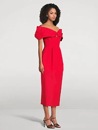 Off-The-Shoulder Silk Faille Midi Dress