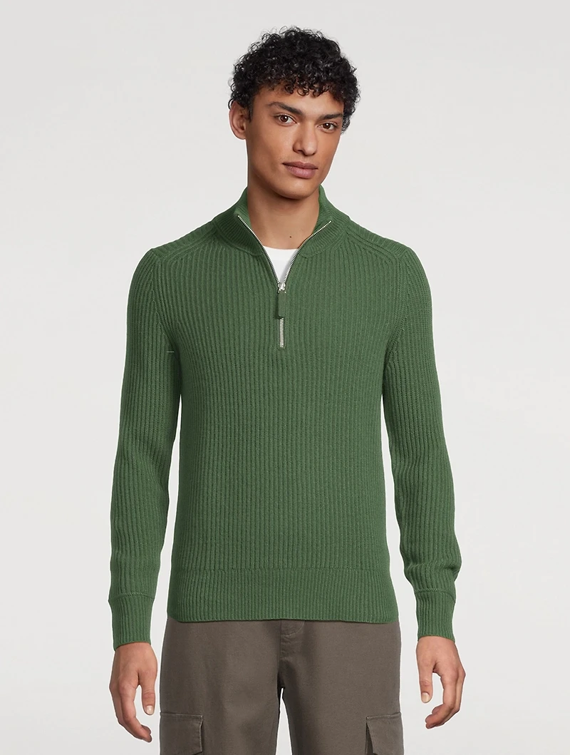 Fair Trade Cashmere Ribbed Half-Zip Sweater