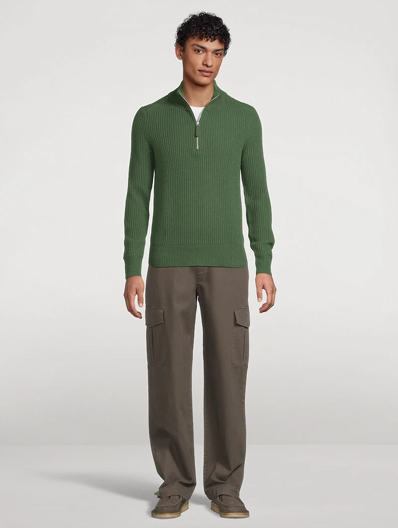 Fair Trade Cashmere Ribbed Half-Zip Sweater