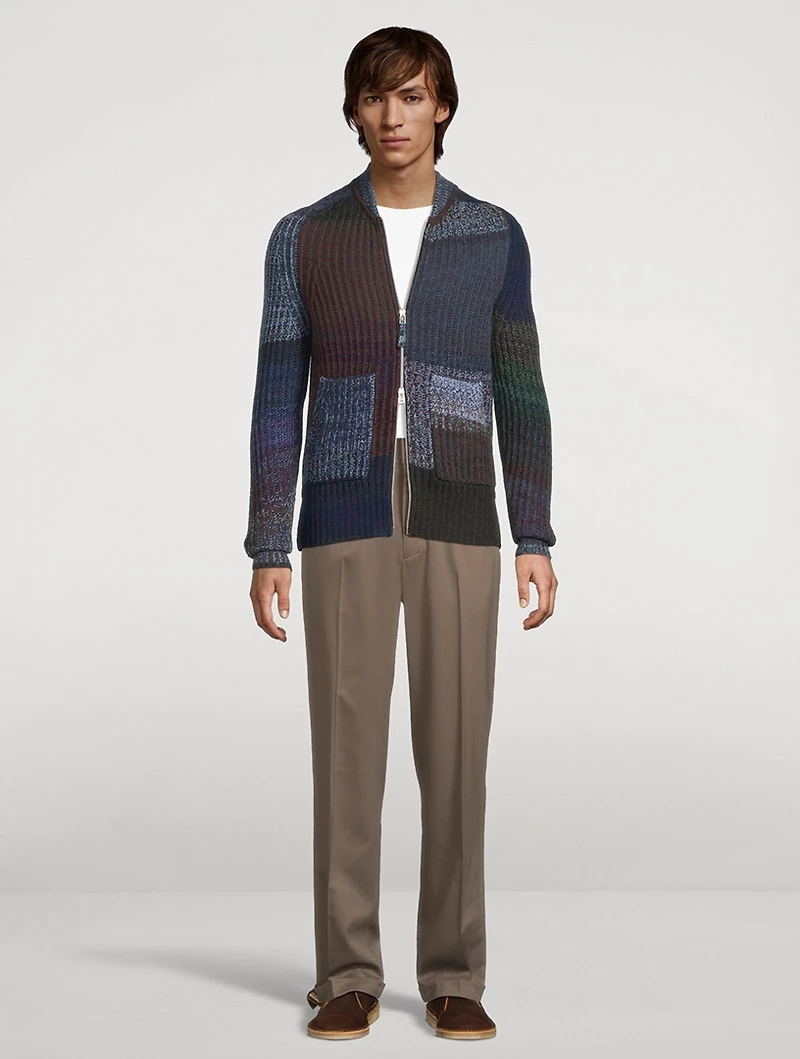 Fair Trade Cashmere UpKnit Multicolour Zip Cardigan