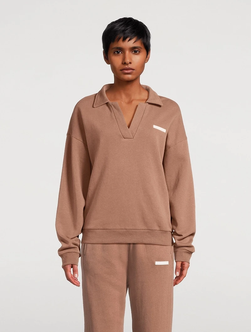 Carob Collared Sport Sweatshirt
