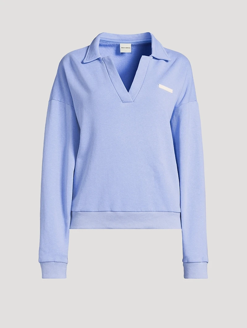 Ocean Blue Collared Sport Sweatshirt
