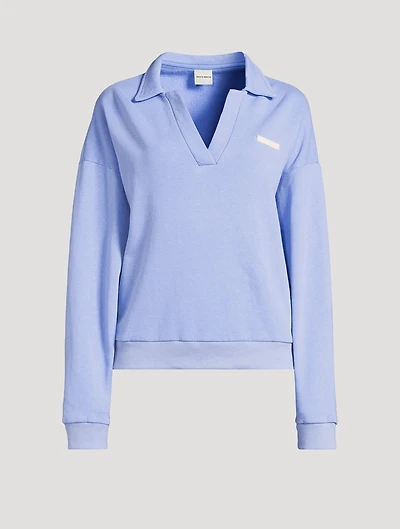 Ocean Blue Collared Sport Sweatshirt
