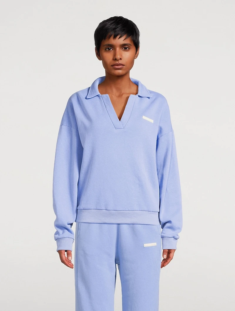 Ocean Blue Collared Sport Sweatshirt
