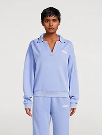 Ocean Blue Collared Sport Sweatshirt