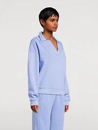 Ocean Blue Collared Sport Sweatshirt