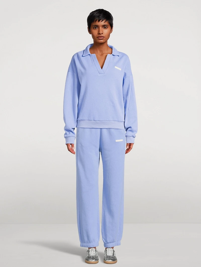 Ocean Blue Collared Sport Sweatshirt