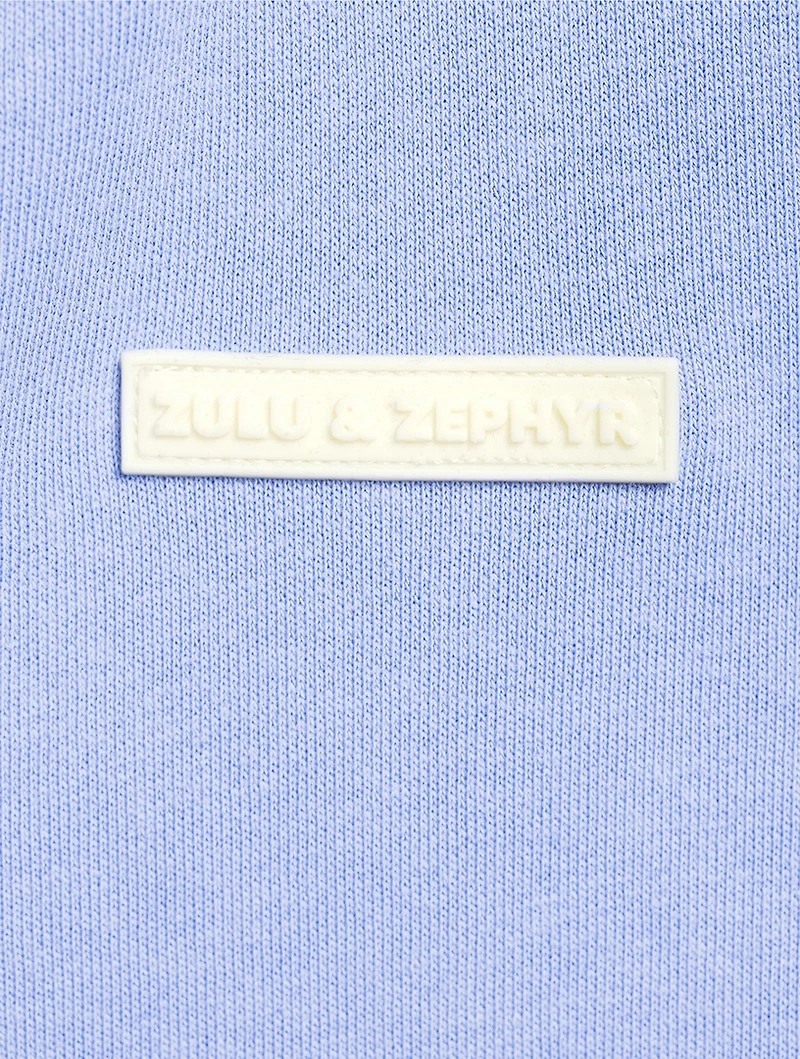 Ocean Blue Collared Sport Sweatshirt