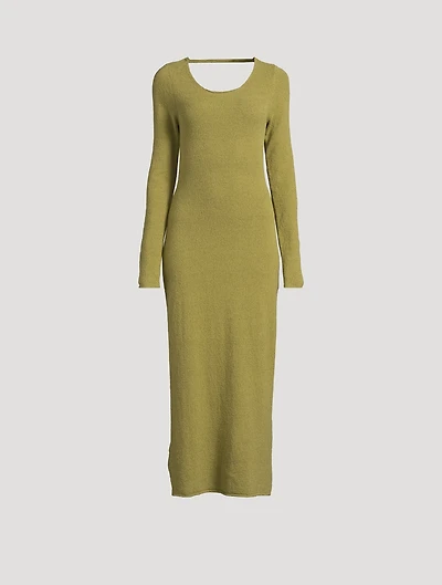 Textured Knit Long-Sleeve Dress