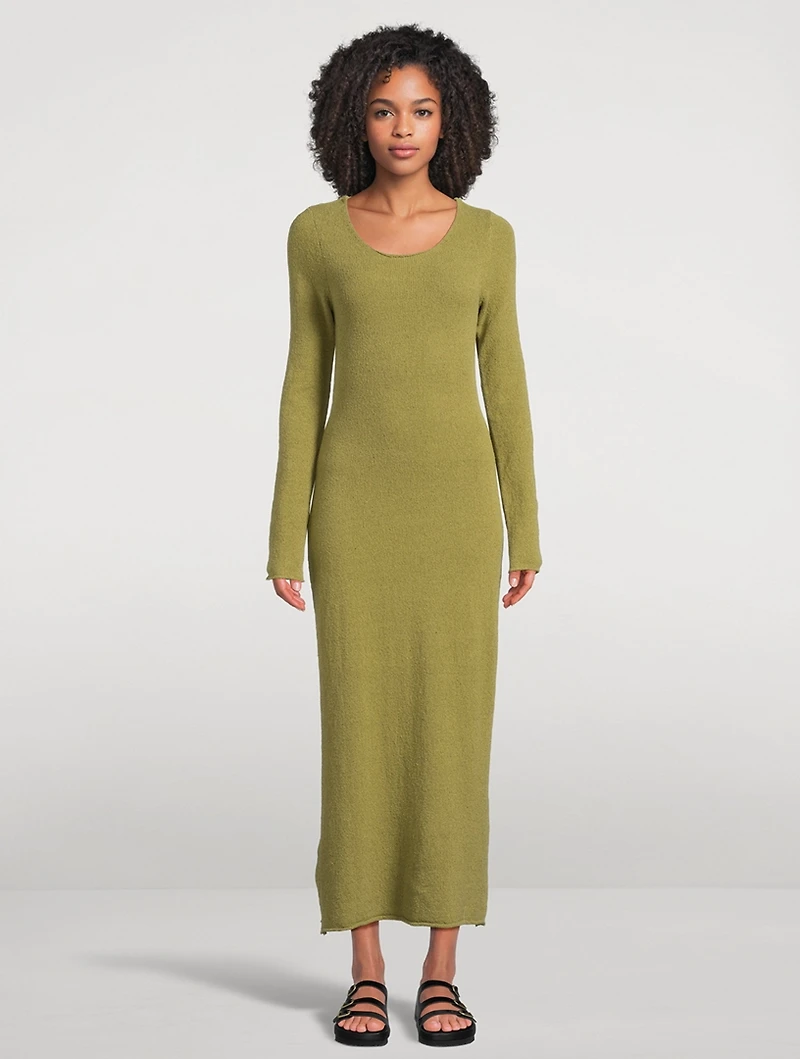 Textured Knit Long-Sleeve Dress