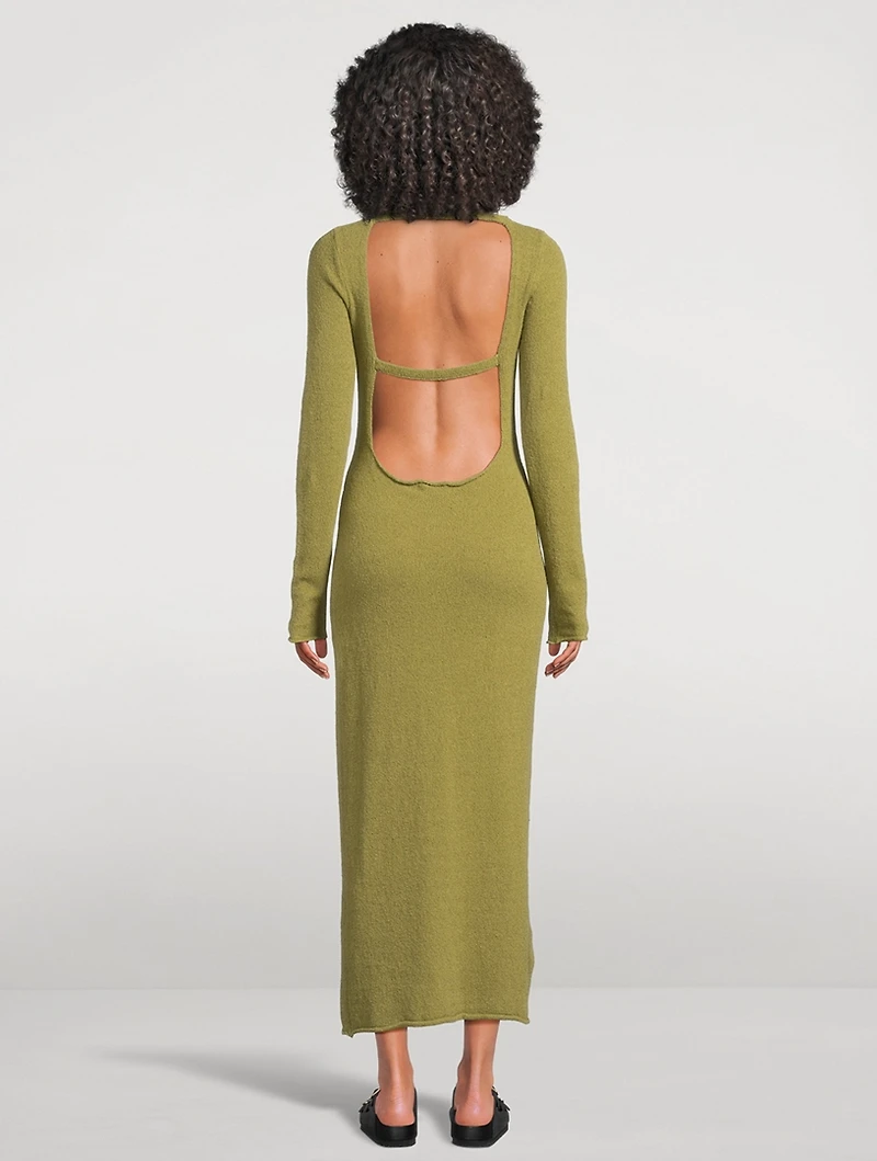 Textured Knit Long-Sleeve Dress