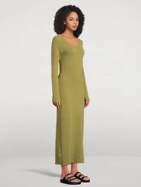 Textured Knit Long-Sleeve Dress