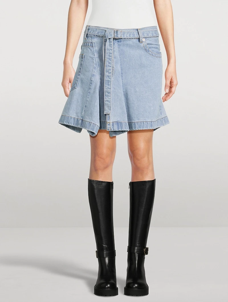 Denim Wrap Mini Skirt