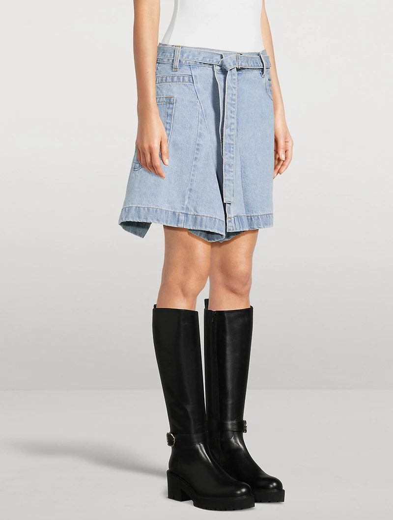 Denim Wrap Mini Skirt
