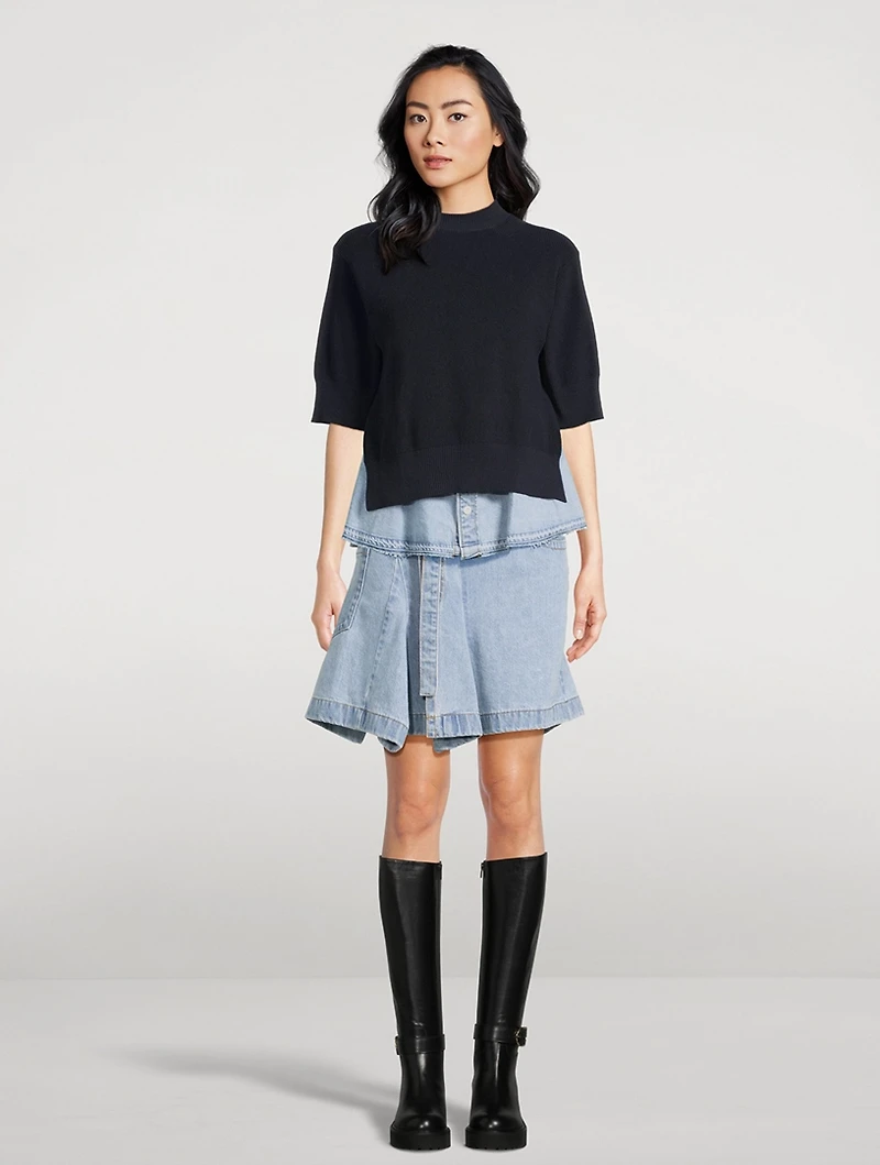 Denim Wrap Mini Skirt
