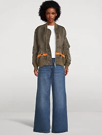 Drawstring Nylon Twill Bomber Jacket