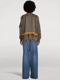 Drawstring Nylon Twill Bomber Jacket