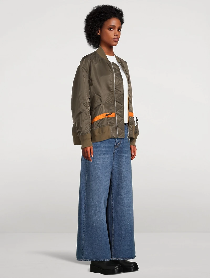 Drawstring Nylon Twill Bomber Jacket