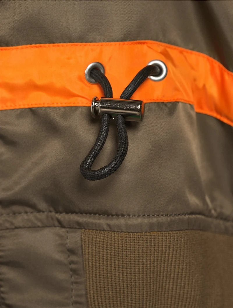 Drawstring Nylon Twill Bomber Jacket