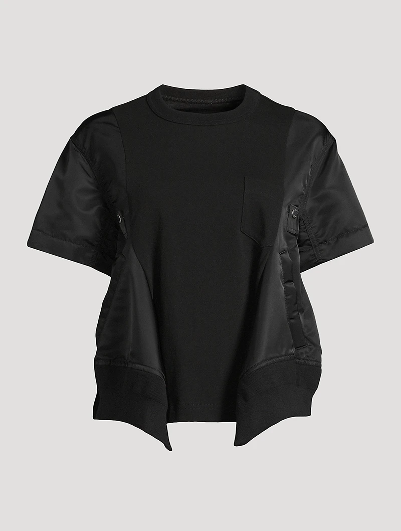 Nylon Twill Mix Sweatshirt