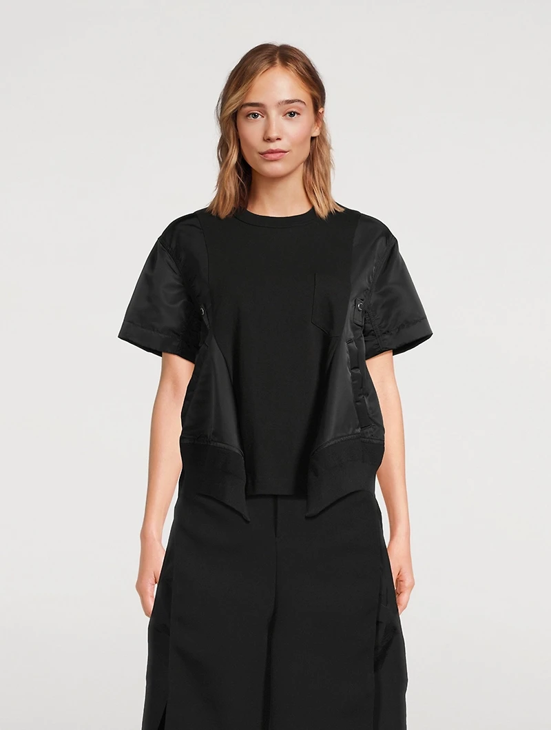 Nylon Twill Mix Sweatshirt