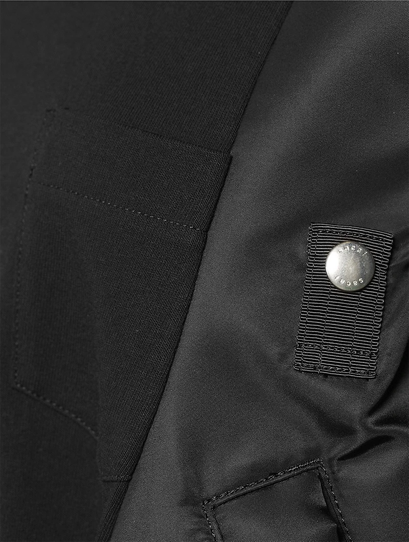 Nylon Twill Mix Sweatshirt