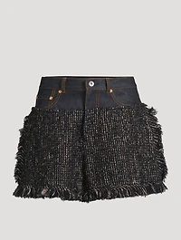 Tweed And Denim Shorts