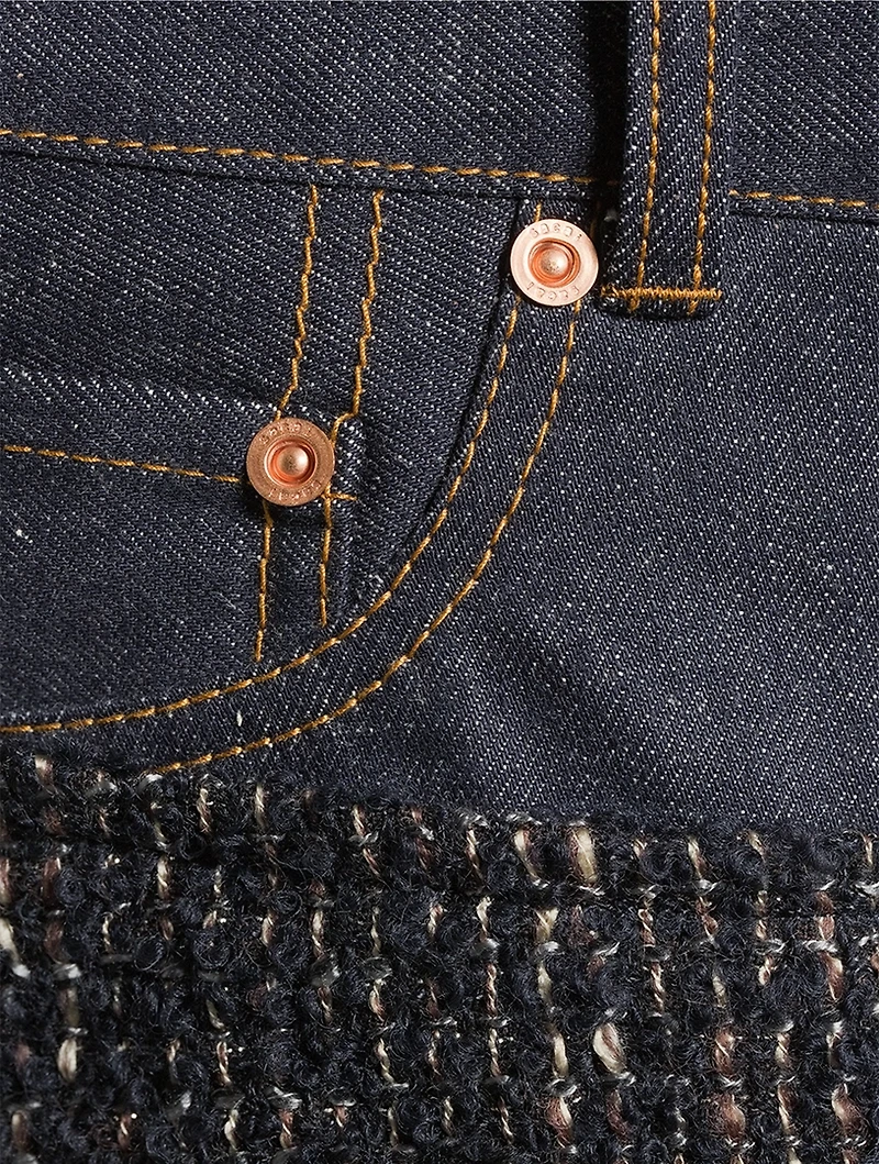 Tweed And Denim Shorts
