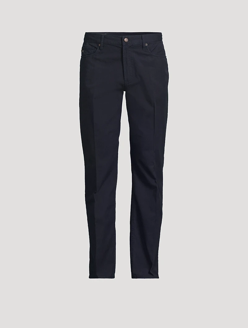 Washed Twill Slim Straight Pants