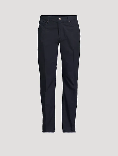 Washed Twill Slim Straight Pants