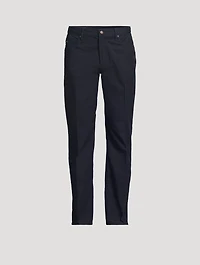 Washed Twill Slim Straight Pants