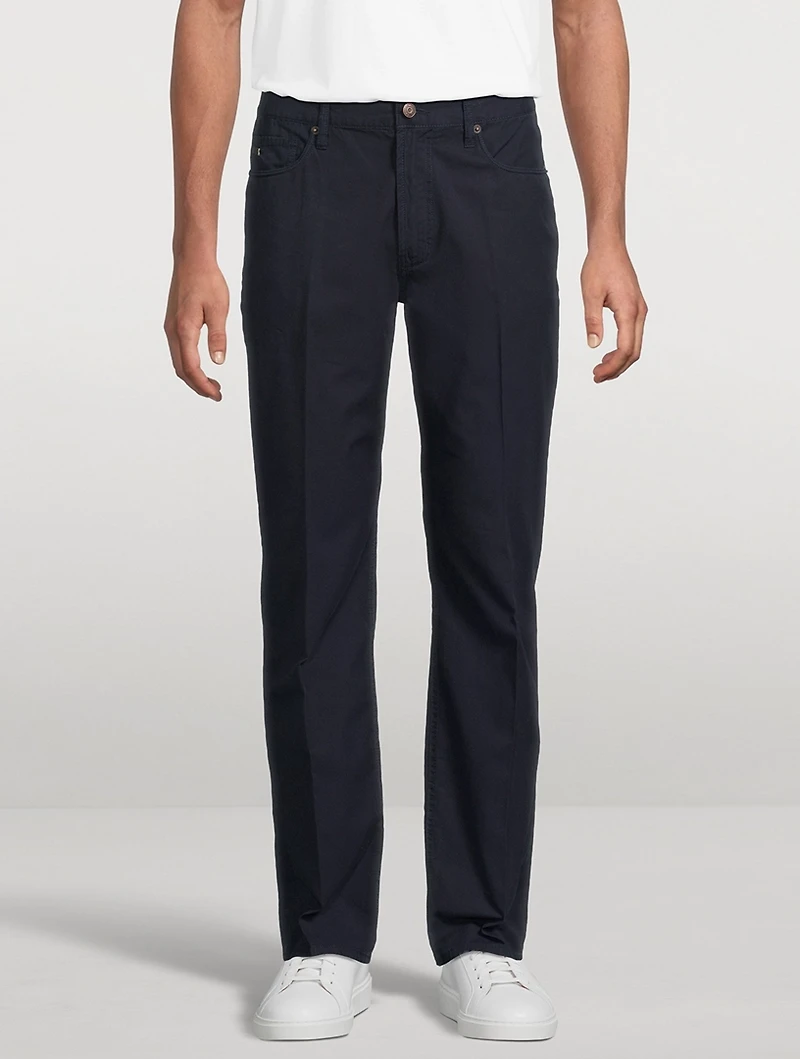 Washed Twill Slim Straight Pants
