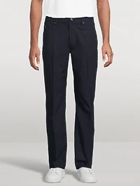 Washed Twill Slim Straight Pants