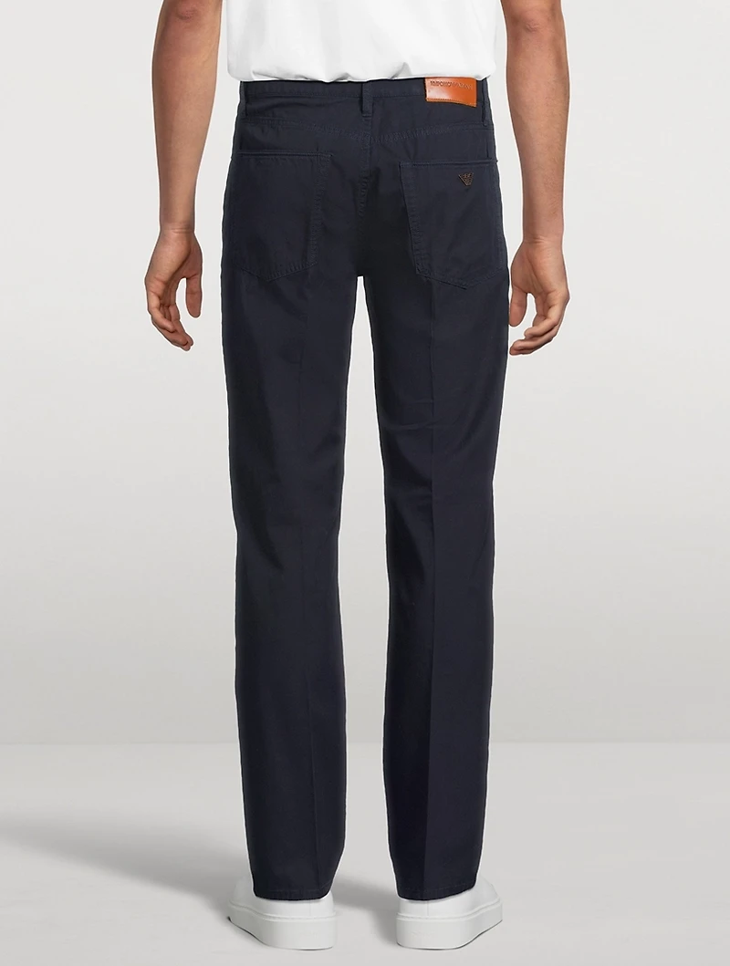 Washed Twill Slim Straight Pants