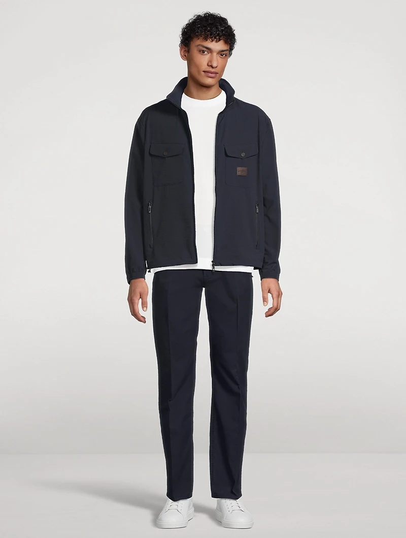 Washed Twill Slim Straight Pants