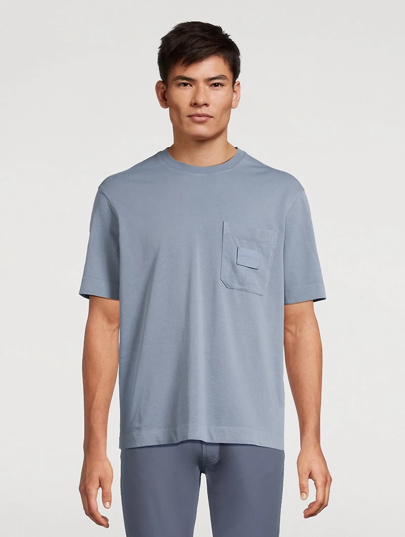 Jersey T-Shirt With Leather Logo
