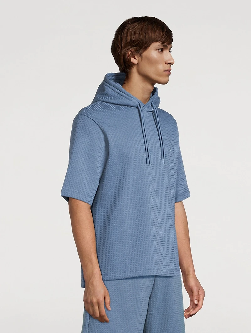 Jacquard Jersey Short-Sleeve Hoodie