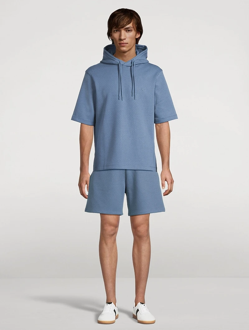 Jacquard Jersey Short-Sleeve Hoodie