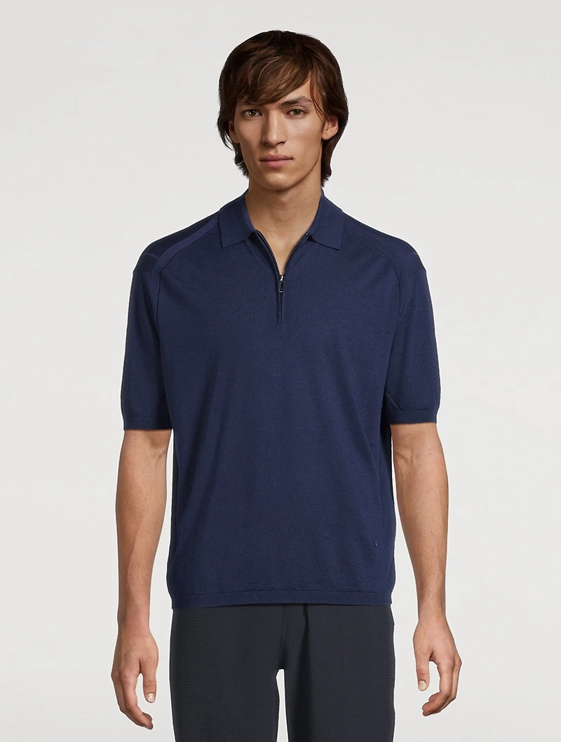 Wool-Blend Short-Sleeve Polo Shirt