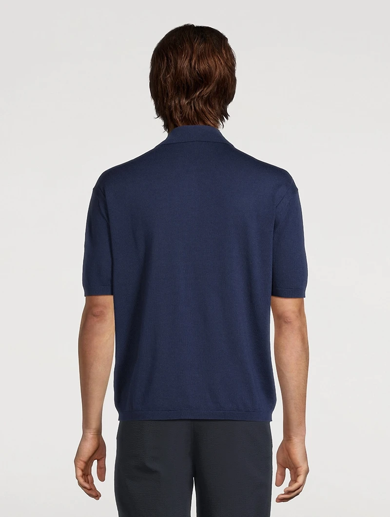 Wool-Blend Short-Sleeve Polo Shirt