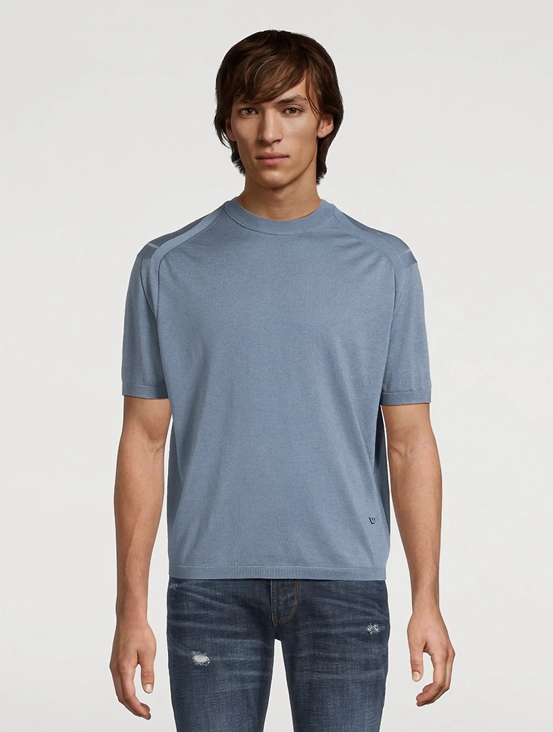 Wool-Blend Short-Sleeve Sweater