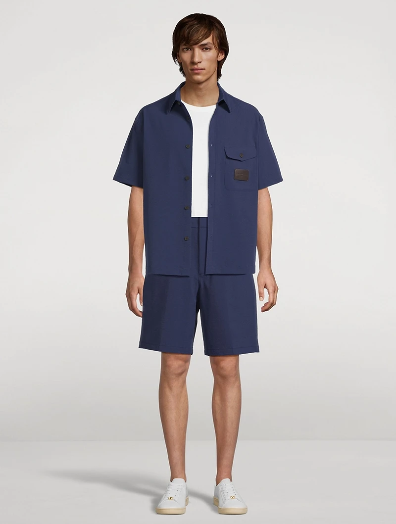 Nylon Seersucker Short-Sleeve Shirt