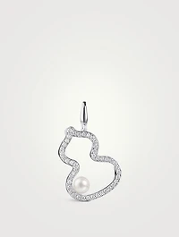 Large Wulu 8K white gold Pendant With Akoya Pearl And Diamonds