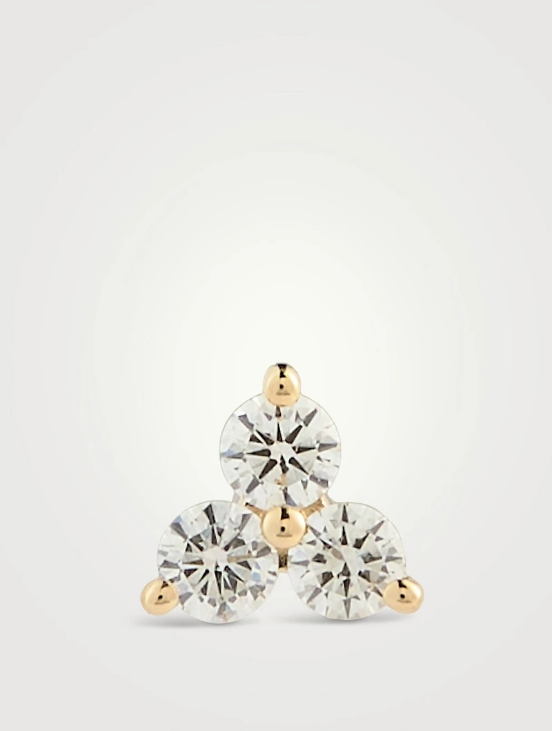 14K Gold Diamond Trio Stud Earring