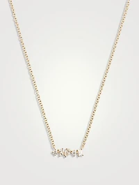 14K Gold Diamond Multifaceted Mini Bar Necklace