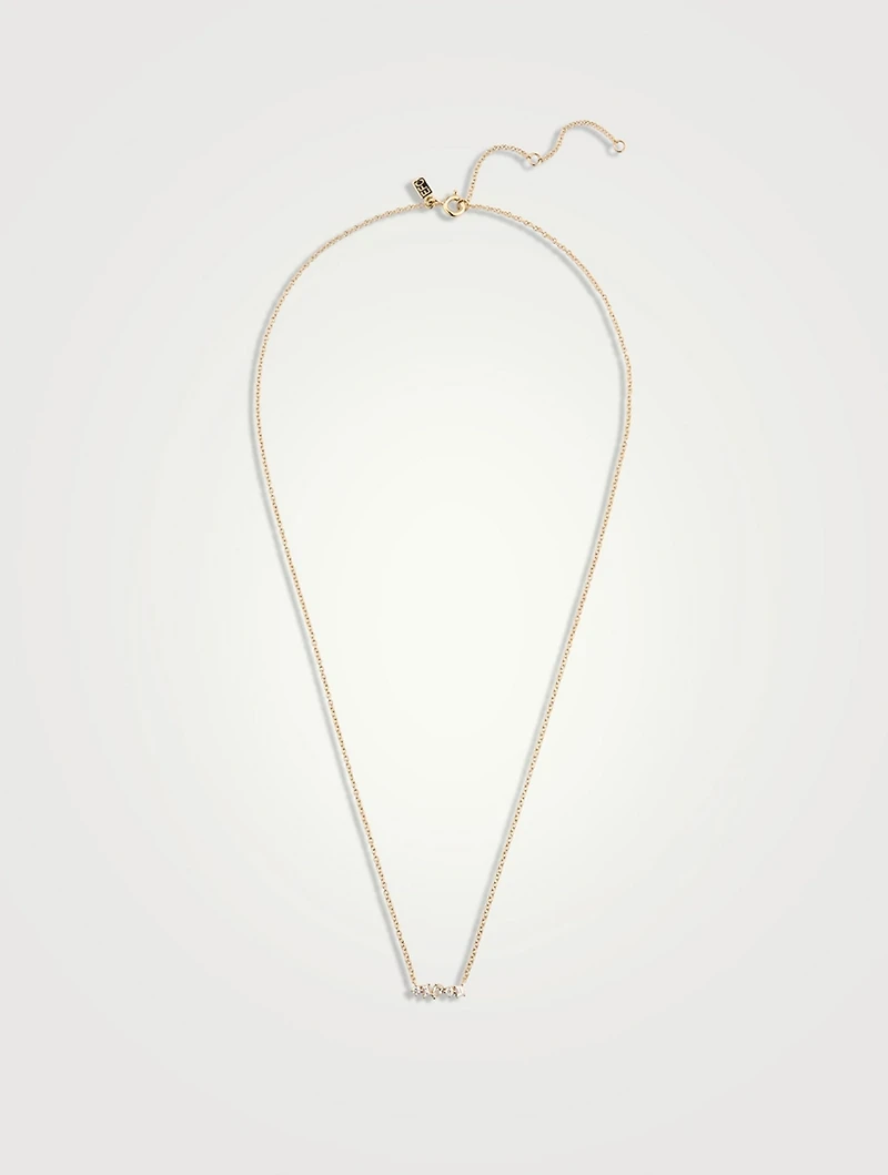 14K Gold Diamond Multifaceted Mini Bar Necklace
