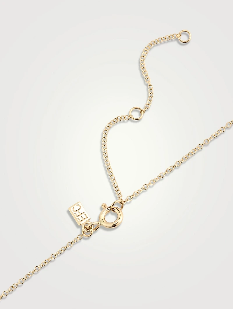 14K Gold Diamond Multifaceted Mini Bar Necklace